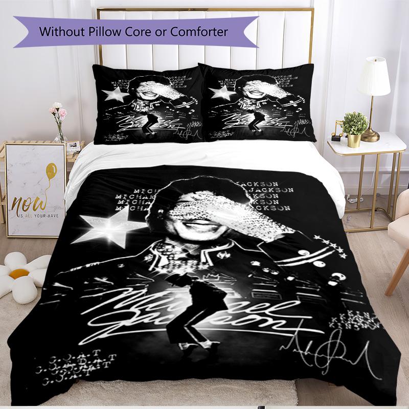 3pcs Duvet Cover Set (1*Duvet Cover + 2*Pillowcase, Without Core), Michael Jackson Print Soft All‑Season Bedding Set, Home Bedroom Decor Gift