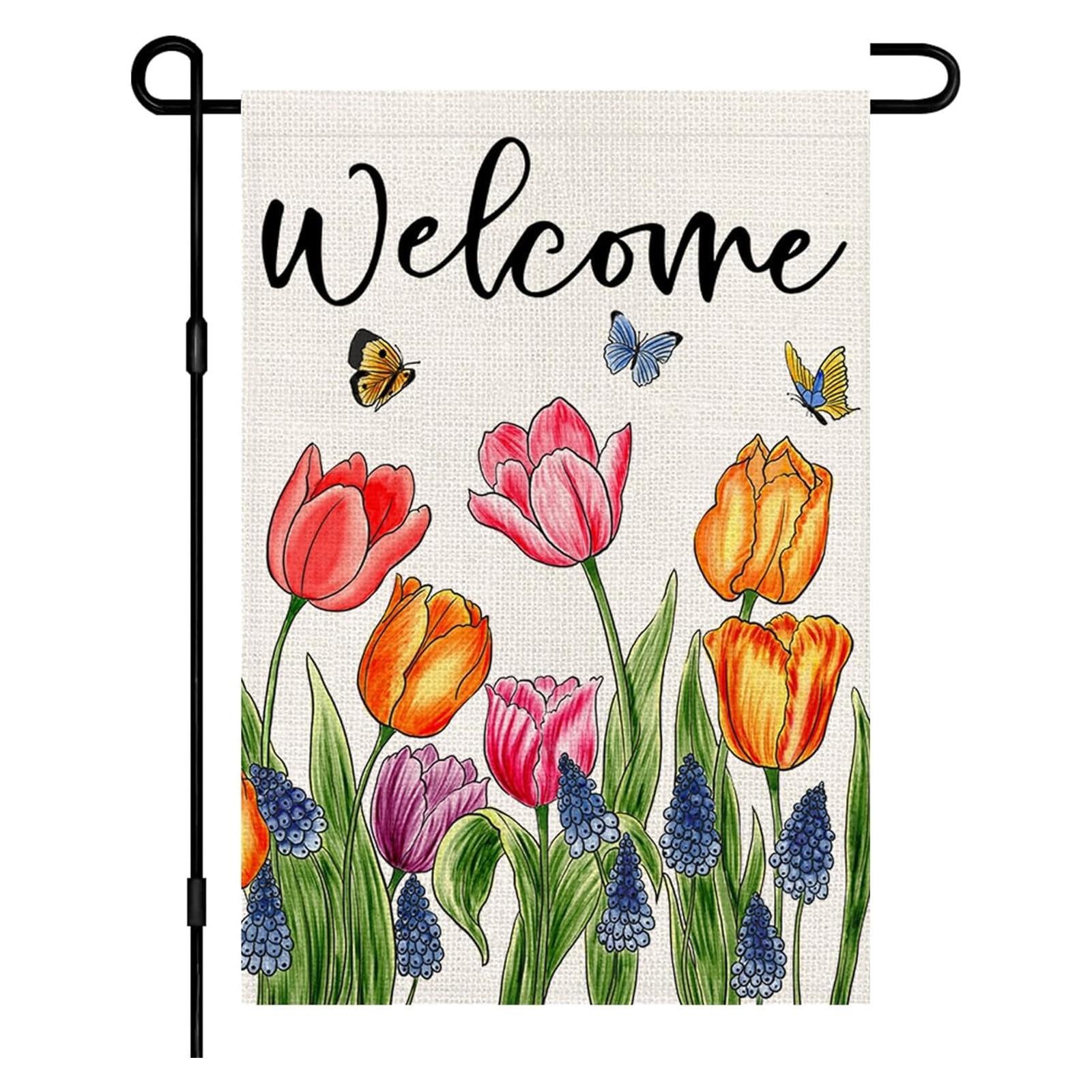 

Лавандовые садовые флаги 12x18 дюймов двухсторонние наружные, весенние цветы приветственный знак праздничные украшения для двора на открытом воздухе One Size