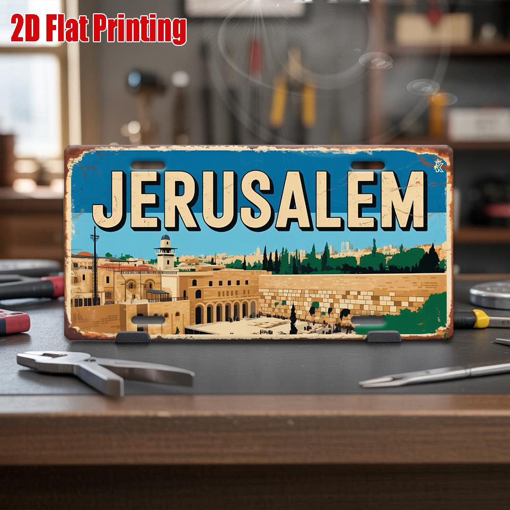 

Jerusalem Israel Retro Western Wall Historic Aluminum Tin Sign Wall Art Decor for Garage Bar Man Cave D Flat Printing Metal Pos 15x30cm(5.9x7.8inch)