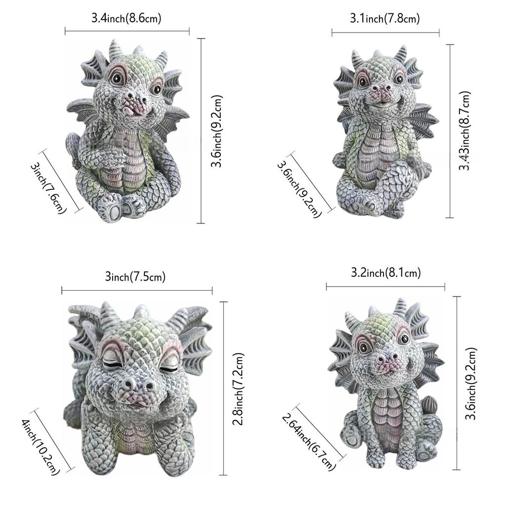Charming Resin Dragon Ornament: Prone, Winged Dragon Decoration for Garden or Home
