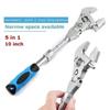 5-in-1 New Folding Wrench 10 Inch Telescopic Adjustable Wrench Motorcycle Repair Tool Portable Ratchet Wrench Repair Wrench