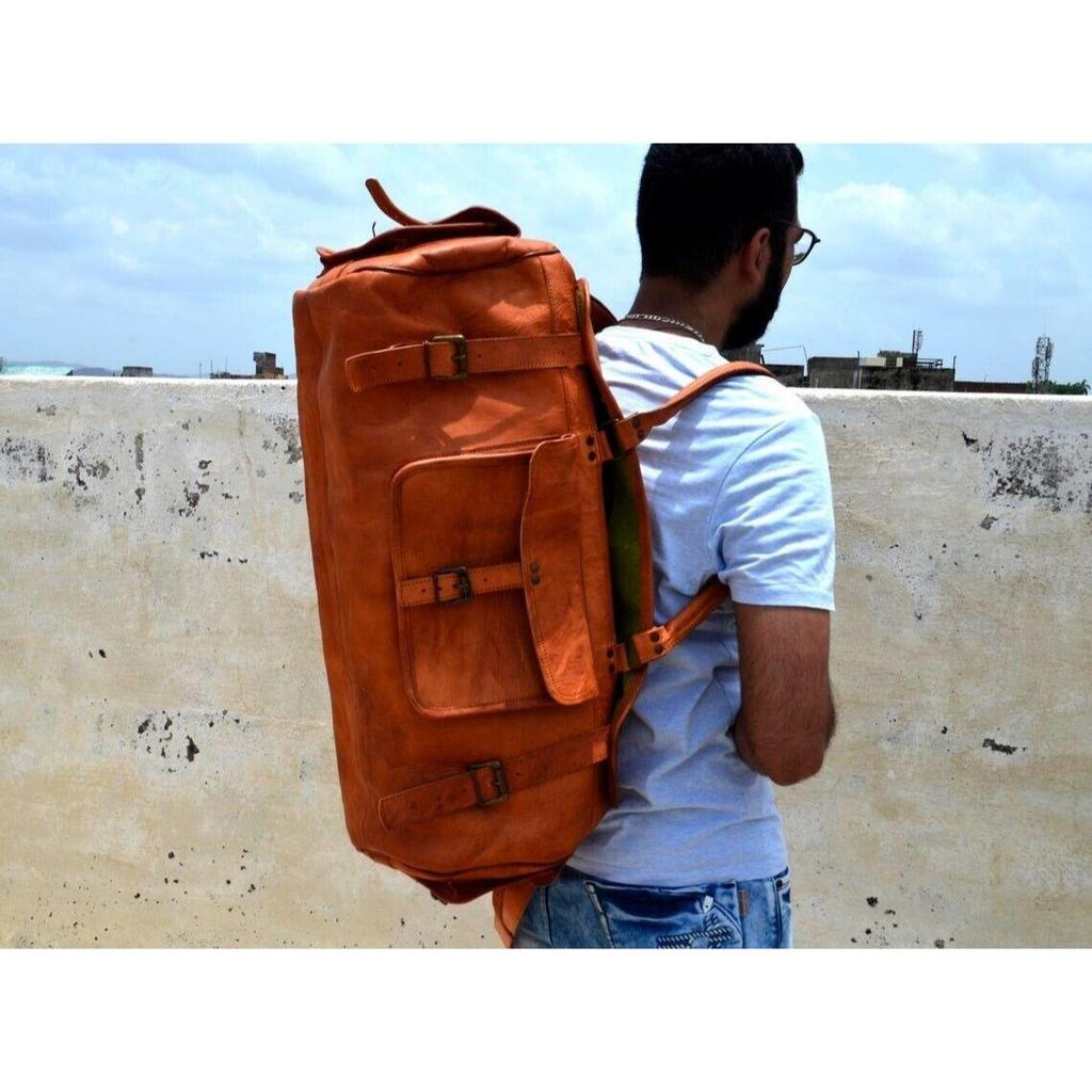 Nuevo bolso de viaje Goat para hombre, grande, de cuero genuino, para fin de semana, noche o viaje.