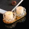 Crystal Votive Metal Candle Holder for Table Tenterpiece Small Bowl Tealight Candle Stand for Wedding Desktops Decors