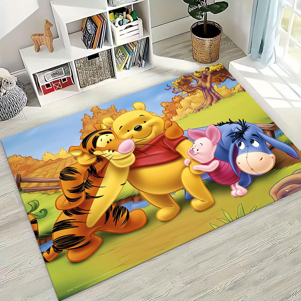 New Cute Winnie Pooh Bear Cartoon Rug for Bedroom Living Room Sofa Home Doormat Decor, Large Kids Play Non-slip Floor Mat