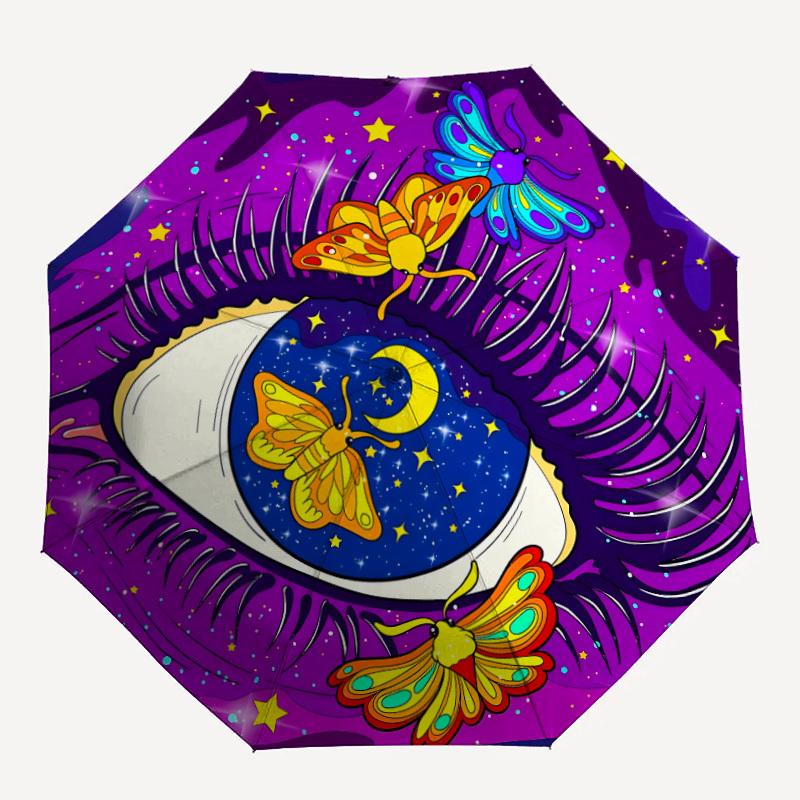 

1pc Butterfly Eye Automatic Opening/closing Umbrella with Auto Open/Close, Perfect Gift for Friends, Durable Plastic Handle yy250801206
