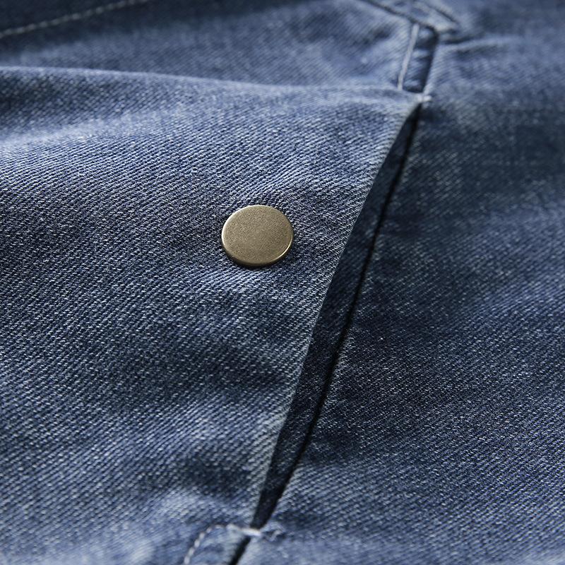 Stand Up Collar Loose Long Sleeved Denim Jacket for Women's Autumn New Patchwork Versatile Short Baseball Jacket