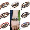 European & American Beaded Eye Cowhide Bracelet - Adjustable Genuine Leather Jewelry for Men & Women.
