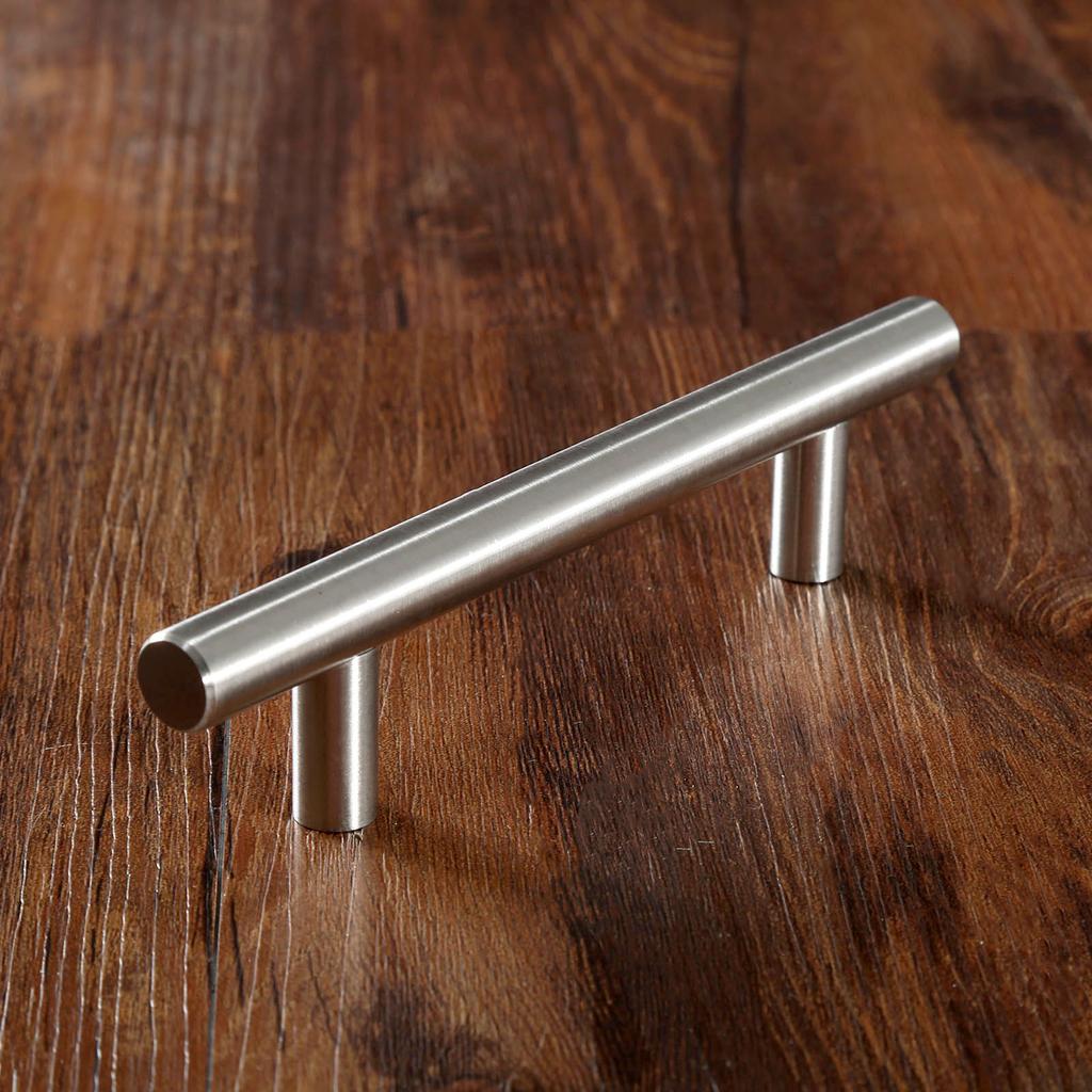 1Pc 64/96/128mm Furniture Handle with Screw Stainless Steel Kitchen Cupboard Cabinet Knob T-Bar Drawer Drawer Door Pull Handles