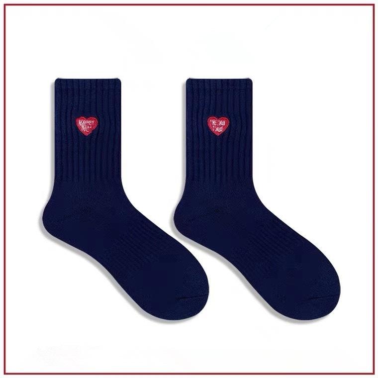 Trendy Brand Love Towel Bottom Embroidered Socks Yu Wenle Same Style Sports Socks Couple Pure Cotton Mid-Tube Socks