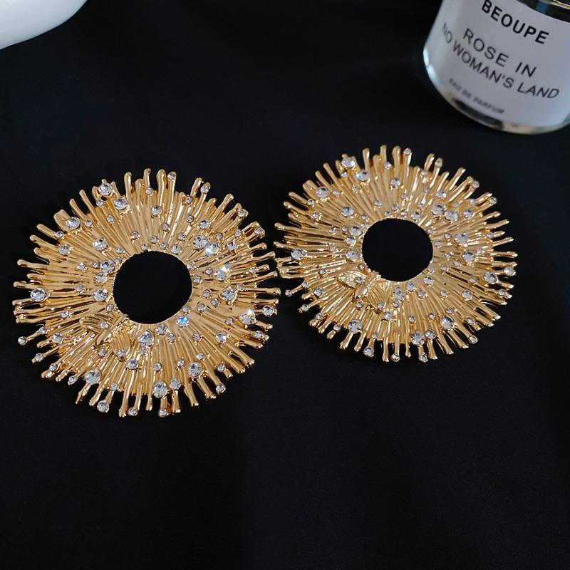 New full diamond irregular stud earrings necklace set exaggerated design sense niche personalized jewelry women