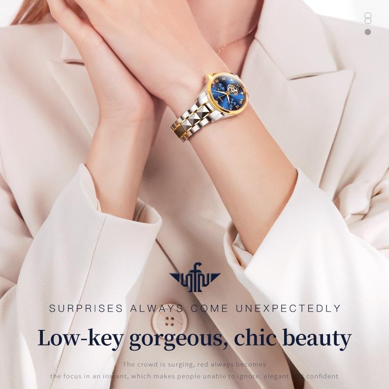 OUPINKE Waterproof Moon Phase Tourbillon Automatic Mechanical Watch Women's Watch Women's Watch