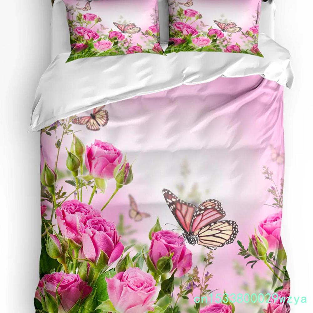 Forest Fairy Flower Butterfly Girl Duvet Cover With Pillow Case Custom 3pcs Bedding Set Quilt Cover Double Bed Home Textile