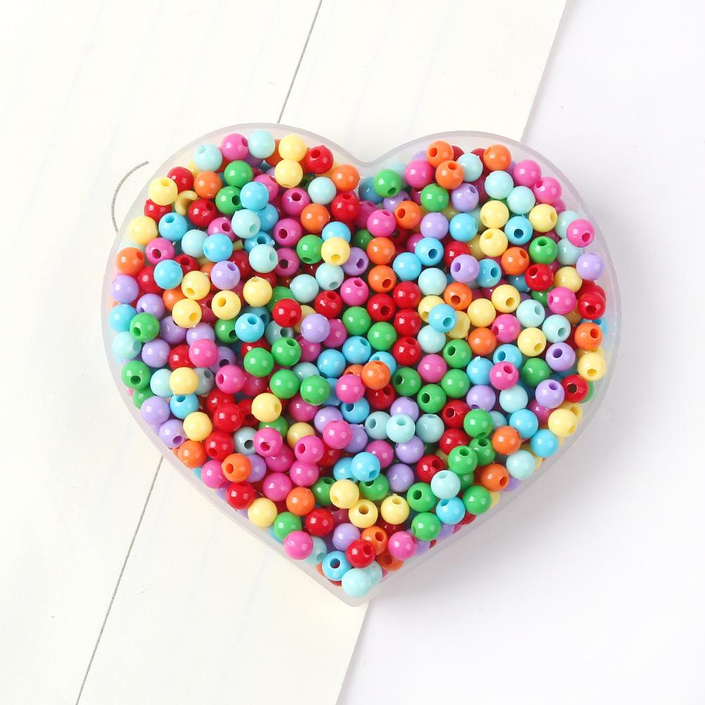 42-Color Acrylic Solid Color Round Beads Rice Beads Handmade Diy Beaded Loose Beads Bracelet Necklace Jewelry Material 3/4Mm