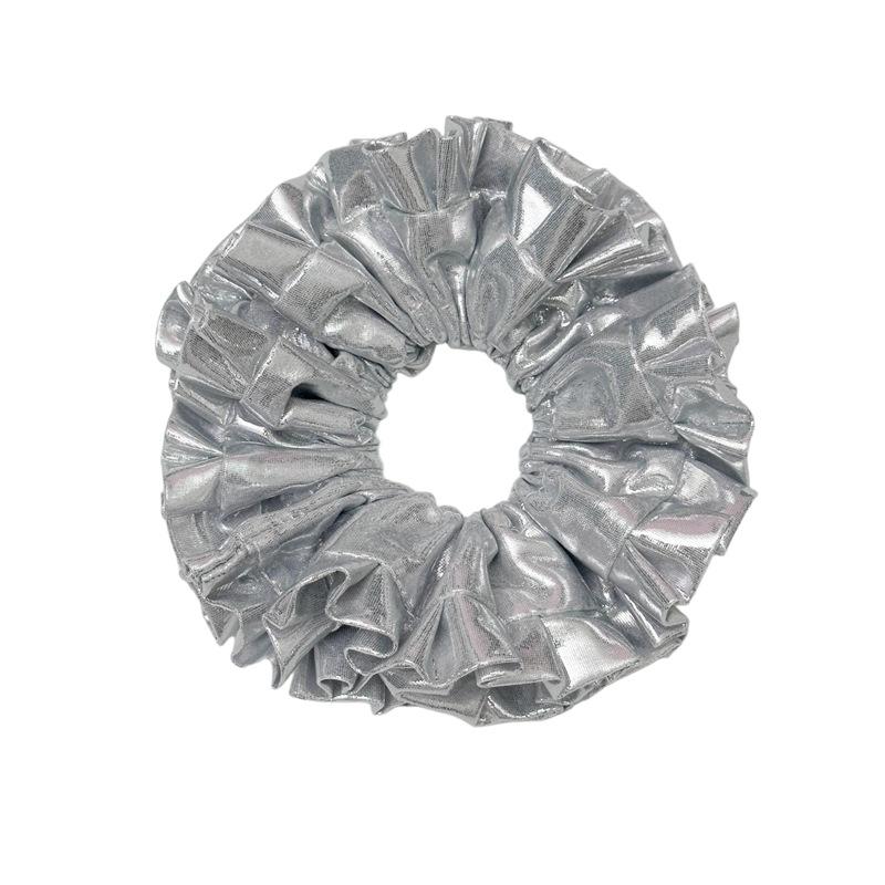 Double-layer Laser Beam Waist Long Hair Ring with Embroidered Hydrangea Pleated Hair String - An Elegant Hair Accessory for The Head.