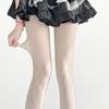 Thin Jacquard Silk Thigh-High Stockings: Milk White & Black, Spring/Autumn