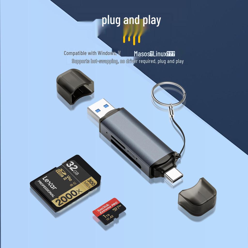 USB 3.0 Multifunctional Card Reader for SD/TF - Universal Converter for Mobile Phones & Computers