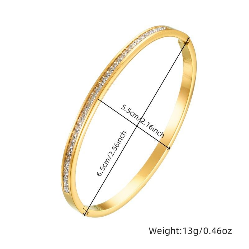 Htpwe Stainless Steel Inlaid Square Zirconium Bracelet Women 18k Gold Plated Couple Holiday Gift Bracelet Party Daily Zircon