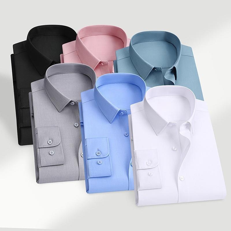 Anti-Wrinkle Men Shirt Long Sleeves Dress Shirts For Men Slim Fit Camisa Social Business Blouse White Blue Office Shirt 7XL 8XL