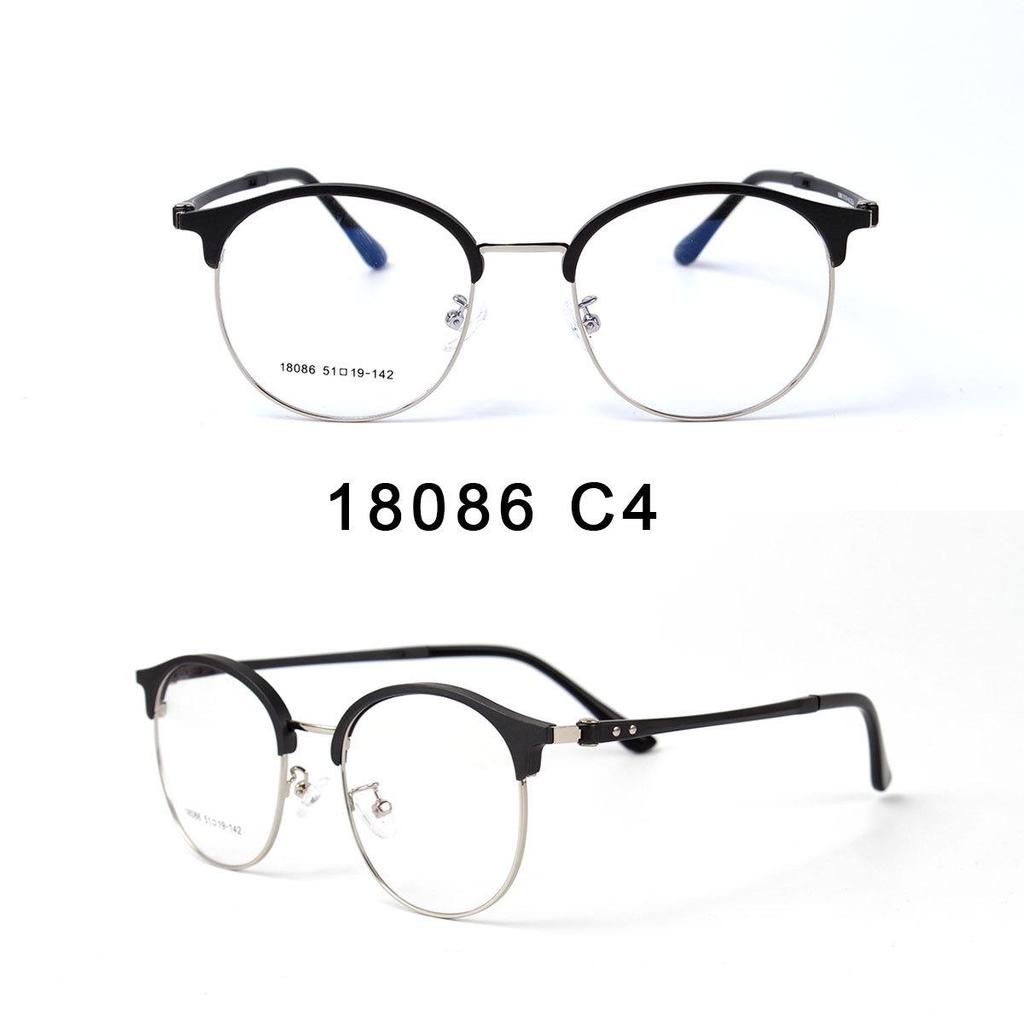 Retro Classic Half-Frame Round Glasses with Anti-Blue Light, Ultra-Light Plastic, Steel Legs - Unisex Myopia Eyewear