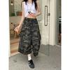 Kumikumi American Camouflage High Waist Cargo Jeans Women's Autumn Retro Washed Straight-leg Cropped Pants Loose Pants