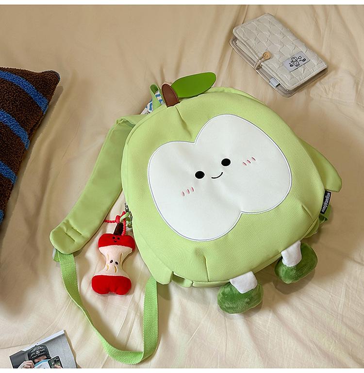 School Bag 2025 Cute Apple Cartoon Large Capacity School Bag Travel Leisure Commute Light Backpack