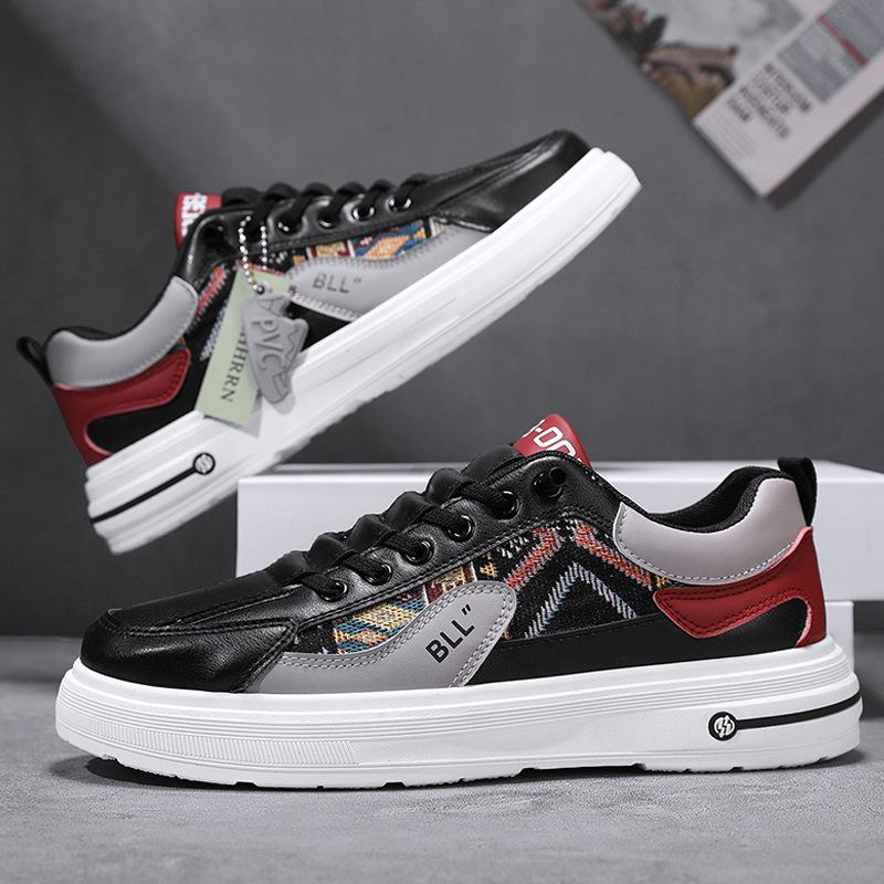 One-pedal men's shoes spring breathable double-color board shoes sports and leisure leather flat-bottomed driving cover wearing trendy shoes 2025