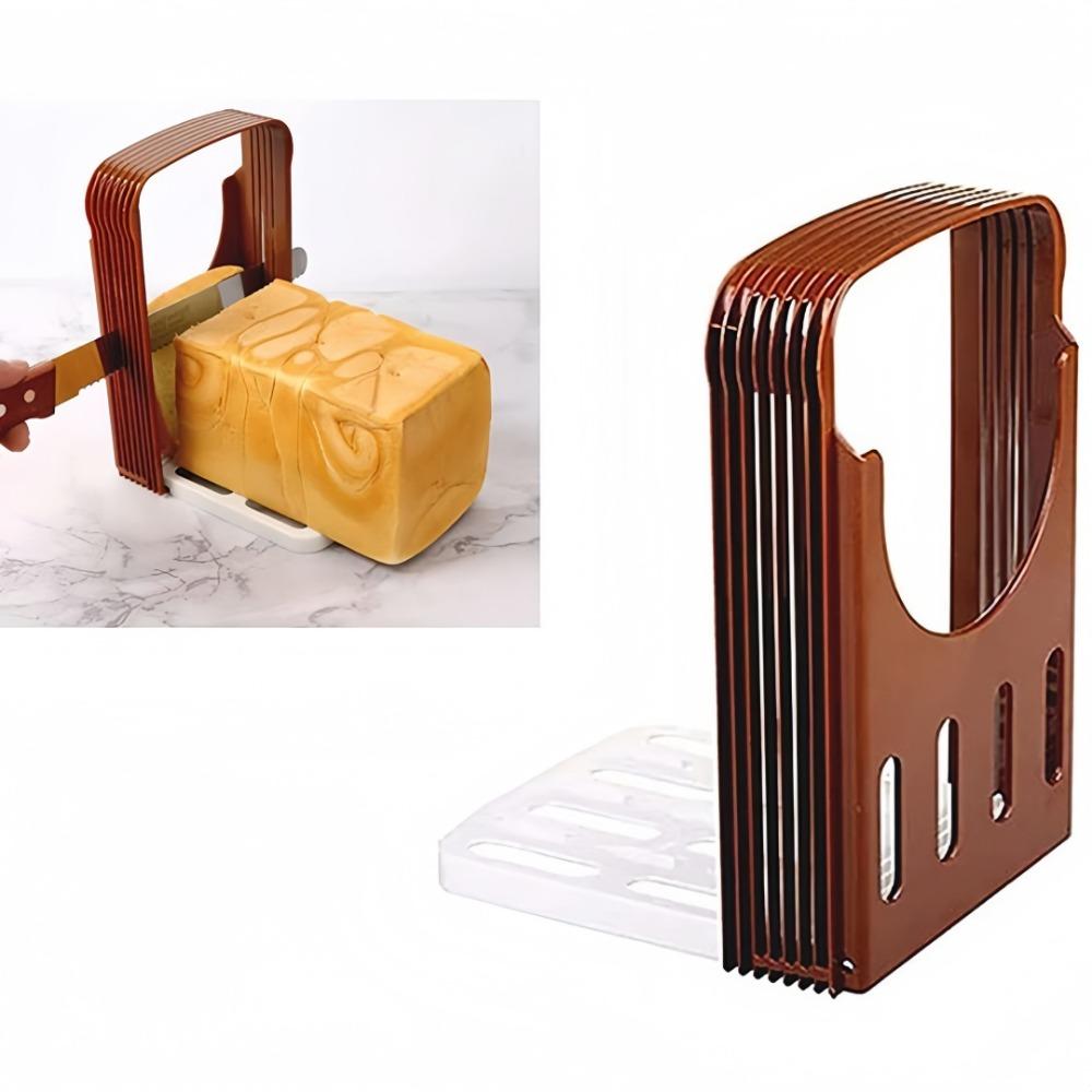 Homemade Bread Slicer Coffee Colored Plastic Foldable Bread Knife Holder Rack for Toast Cake Sandwich Slicer Cutting Baking Tool