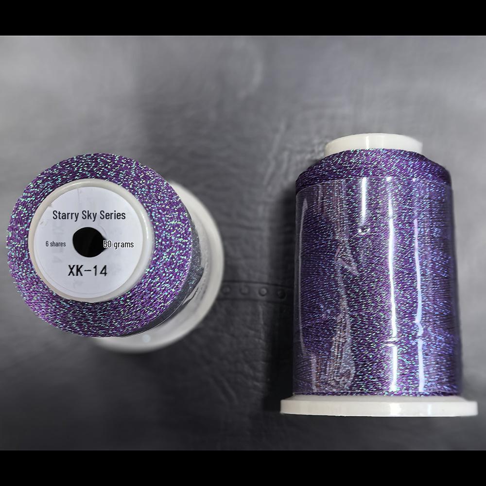 Starry Sky Gradient Yarn: 6-Strand Purple Illusion Tassel for DIY Bracelet & Handmade Weaving Accessories.