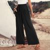 Women's Loose-Fit Casual Wide-Leg Pants With Pockets, Drawstring Waist, And Elastic Waistband