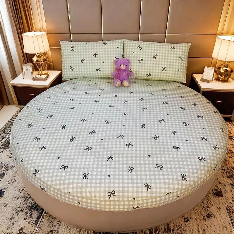 1PC Waterproof Round Cartoon Printed Bed Fitted Sheet with Elastic Single/Queen/King Mattress Cover (without Pillowcase)