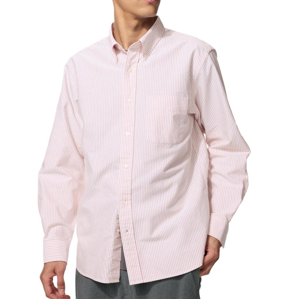 UNIQLO Striped Button Curved Hem Long Sleeve Shirt Unisex shirts 486578-11