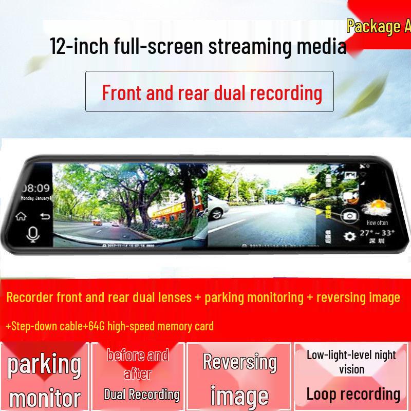 

Cloud Mirror Dash Cam with Dual Lens, Electronic Dog Navigator, HD Night Vision, and Rearview All-in-One
