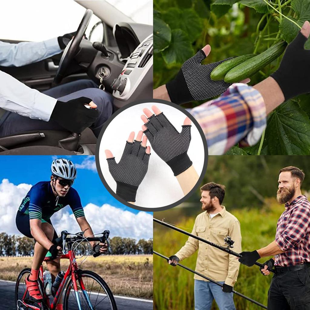 Anopono Fingerless Work Smartphone Operation Gloves Gloves, 18-Pair Set, Gloves, Fingerless, Stretchable, Sweat-Reducing, (With Anti-Slip)