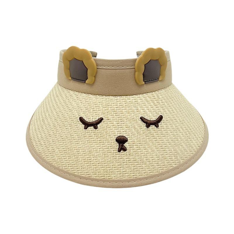 Chapéu Alto de Palha Infantil de Verão com Desenho Animado Céu Bonito Bebê Esportes ao Ar Livre Chapéu de Palha Menino e Menina Aba Larga Chapéu de Sol Proteção Solar