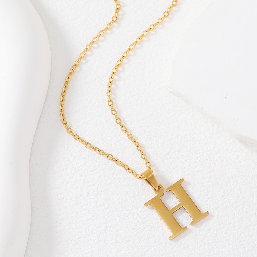 Polished Stainless Steel Alphabet Necklace - Women's Daily Wear Clavicle Chain