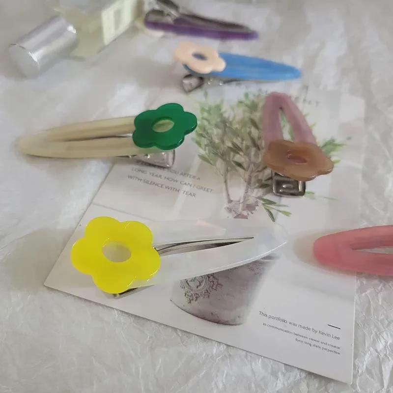 Korean Style Acetate Flower Hairpin: 2025 New Duckbill & Side Clip for Children