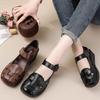 Sapatos Sandálias de Couro Genuíno da Moda para Mulheres Verão Furos Respiráveis Senhora Mãe Sandálias Cunha Gladiador Feminino Oxford Plataforma Sapatos