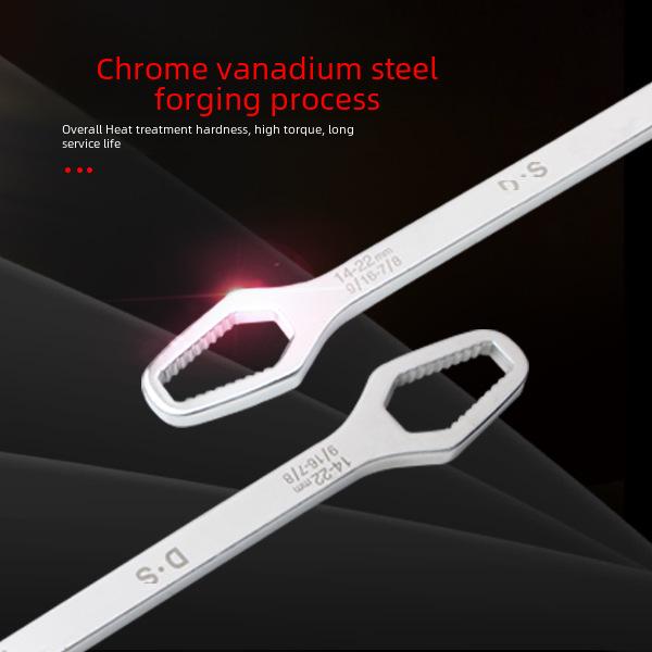 Universal Double-Head Self-Tightening Adjustable Wrench, 8-22mm, Multi-Function and Multi-Purpose Tool
