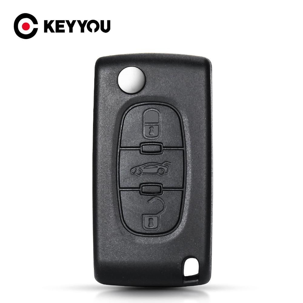 KEYYOU For Peugeot 407 407 307 308 607 Remote Key Case Shell Key Cover 3 Buttons Key Case CE0523