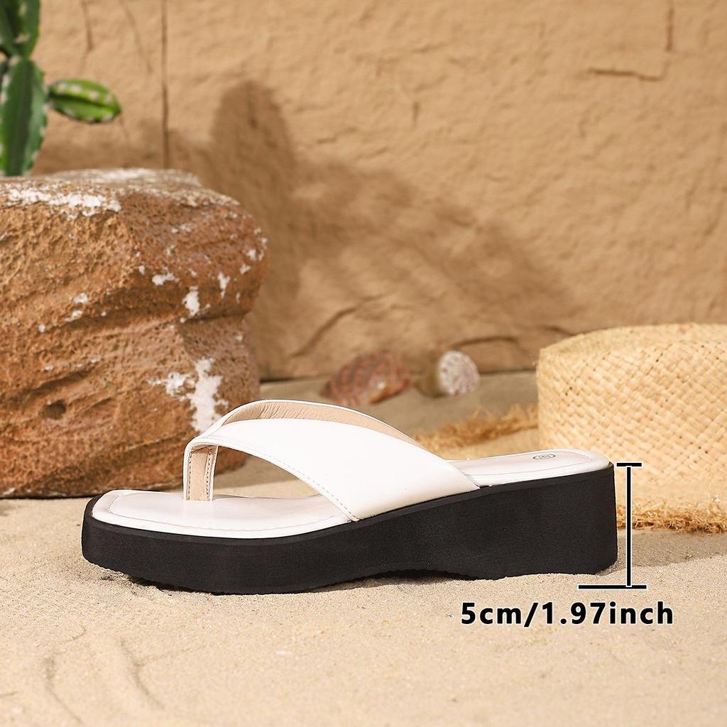 Women's 2025 Thick Sole Cross-Border Flip-Flops: Versatile Square Toe Casual Beach Sandals