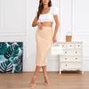 Women's Fashion Wrap Hip Stripe Slit High Waist Stretch Skirt