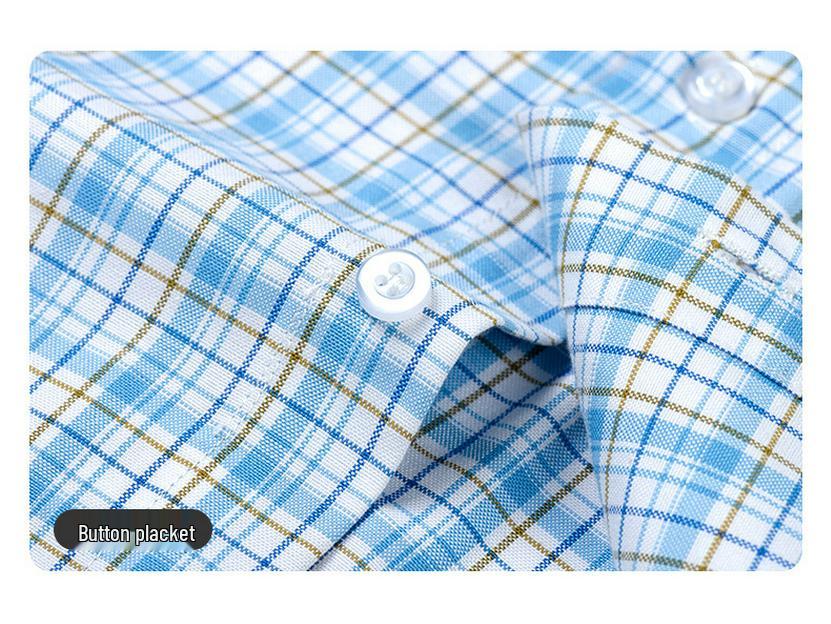 Men's Plus Size Short Sleeve Plaid Oxford Cotton Shirt