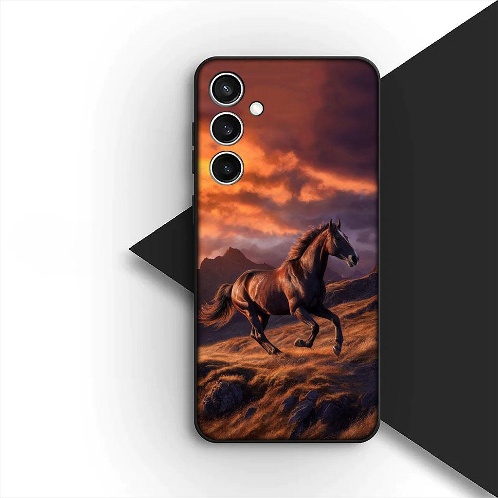 Phone Cover for Samsung Galaxy S25 S24 S23 FE Ultra Plus S7 Edge S25+ S23+ A56 5G Casing Soft Case Running Wild Horse Wallpaper