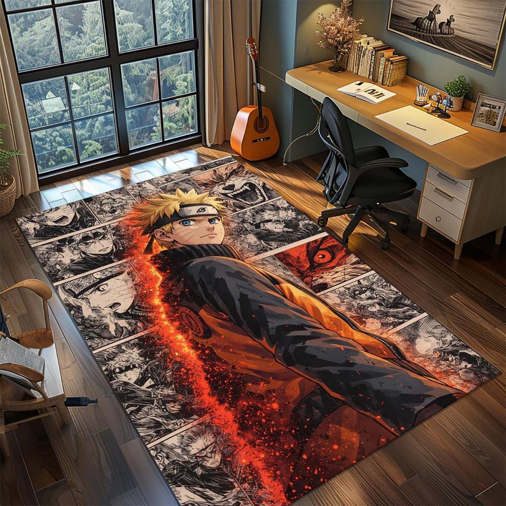 Naruto Anime Rug Carpet Large Area Rug Non Slip Washable Floor Mat Gamer Room Bedroom Home Decor -QJY