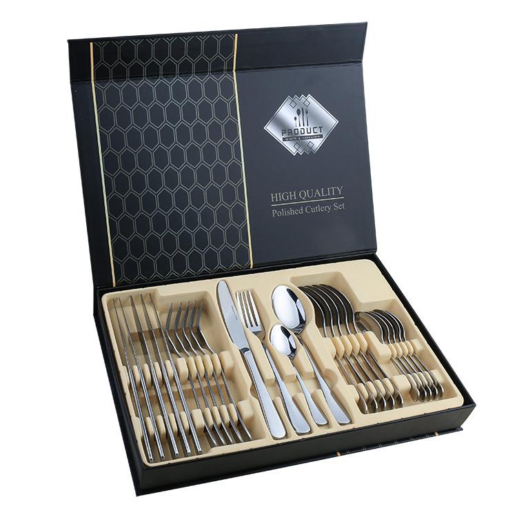 24PCS Stainless Steel Tableware Knife&Fork Spoon