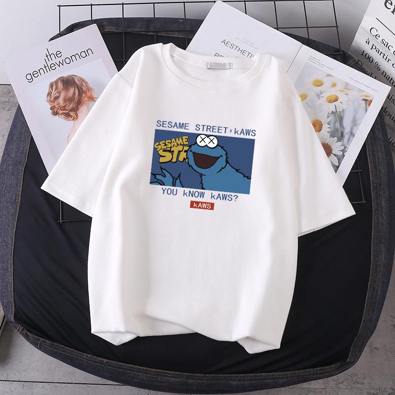 Letní tričko s krátkým rukávem oversized triko Roztomilý vzor topů Dámská trička Tričko se vzorem zvířecí kachny Bílá dámská trička