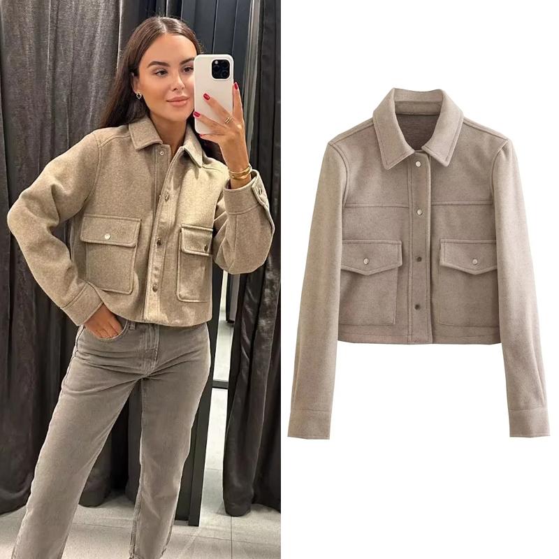 Giacca Bomber Corta da Donna Cappotto Giacche Aviatore Capispalla Corto Lana & Misti Cappotti Autunno Inverno Giacca Tweed