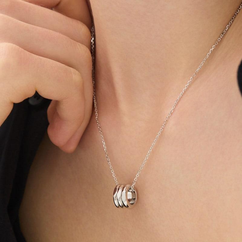 hyeres-lor Triple Silver (W) Cutout Necklace HL3N49301W9450