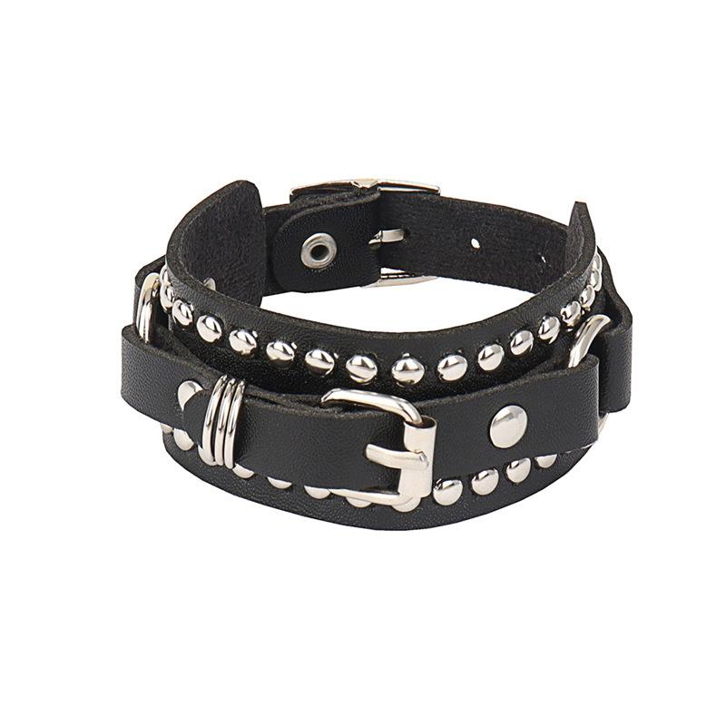 Punk Bracelets PU Leather Studded Bracelet Adjustable Goth Cuff Bracelet Gothic Rivet Buckle Wristband for Men Women Emo Jewelry