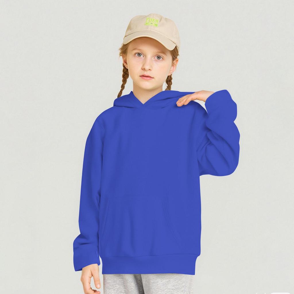 Kids Hooded Pullover Sweatshirt - Color Loose Fit Casual Top for Boys and Girls
